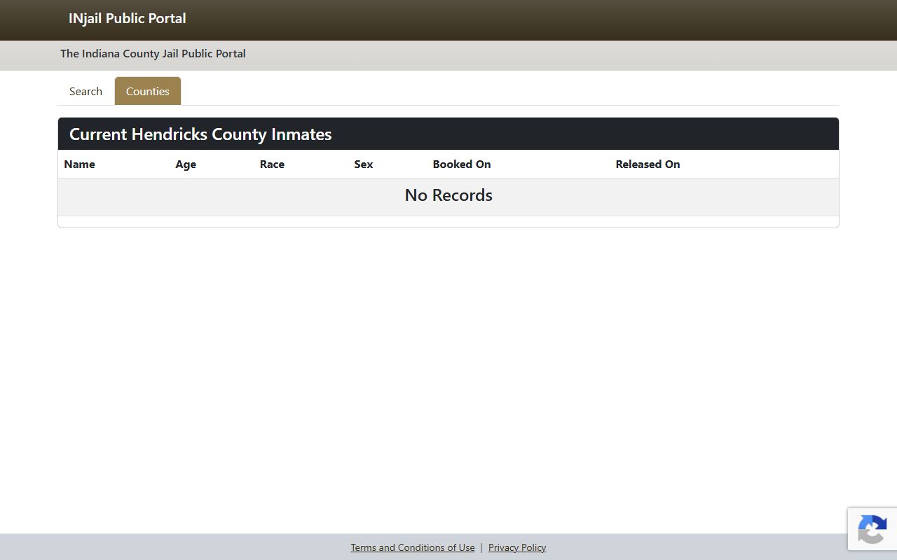 Hendricks County inmate population current inmates results table