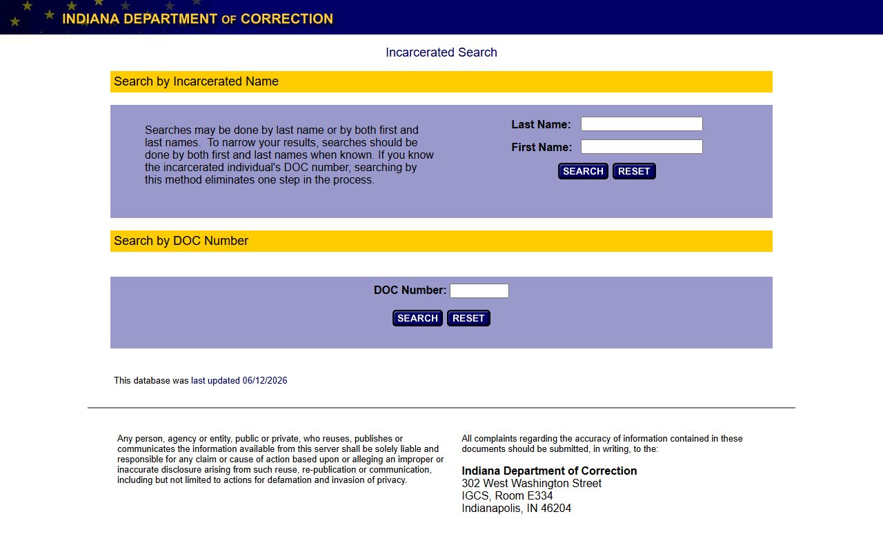 Plainfield Correctional Facility IDOC inmate lookup portal